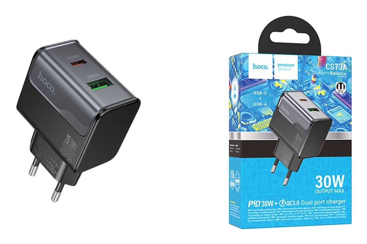 Адаптер сетевой Hoco Premium Product CS73A USB to USB-C 30W Адаптер сетевой Hoco Premium Product CS73A USB to USB-C 30W — изображение 1