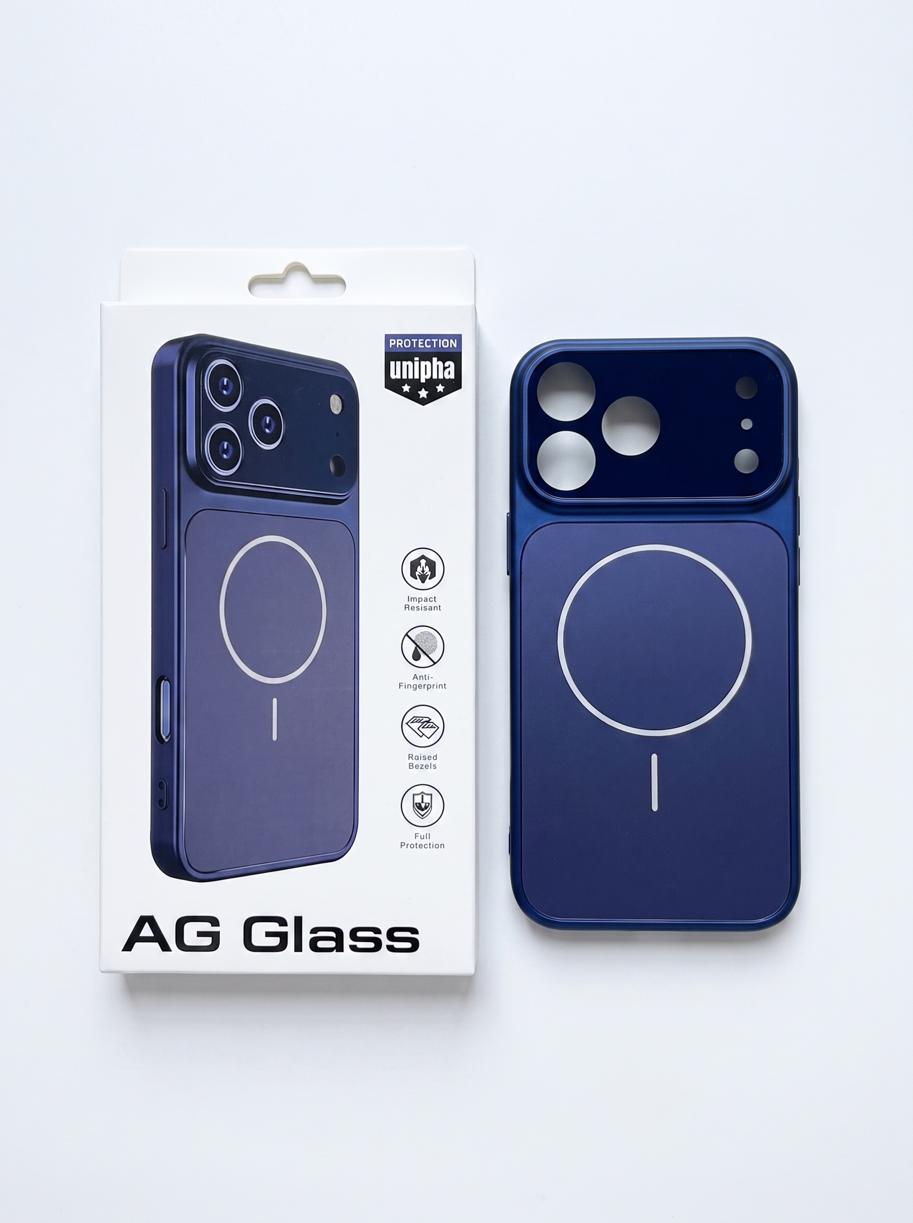 AG синий Чехол пластиковый с защитой камеры AG Glass iPhone 16 Pro Max Темно-синий — изображение 1