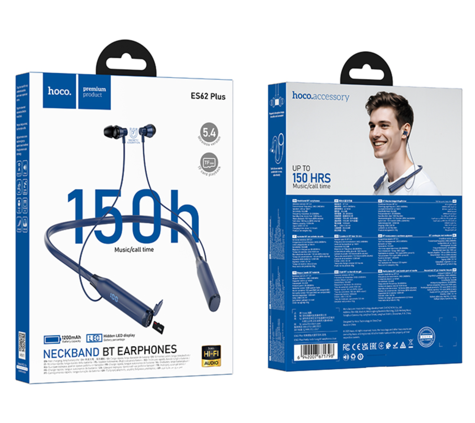 Bluetooth наушники с микрофоном Hoco Premium Product ES62 Plus синие Bluetooth наушники с микрофоном Hoco Premium Product ES62 Plus синие — изображение 1