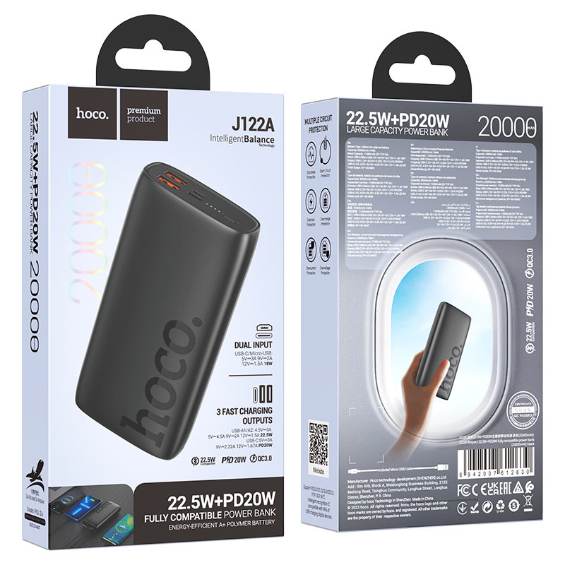 Power Bank Hoco Premium Product J122A 20000mAh чёрный Power Bank Hoco Premium Product J122A 20000mAh чёрный — изображение 1