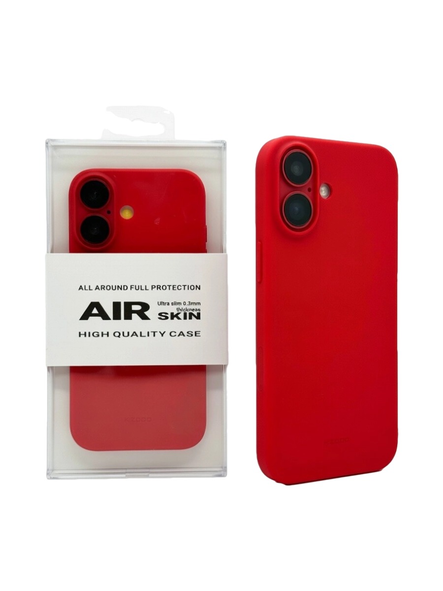 Ультратонкий чехол для iPhone 16 KZDOO Air Skin красный Ультратонкий чехол для iPhone 16 KZDOO Air Skin красный — изображение 1