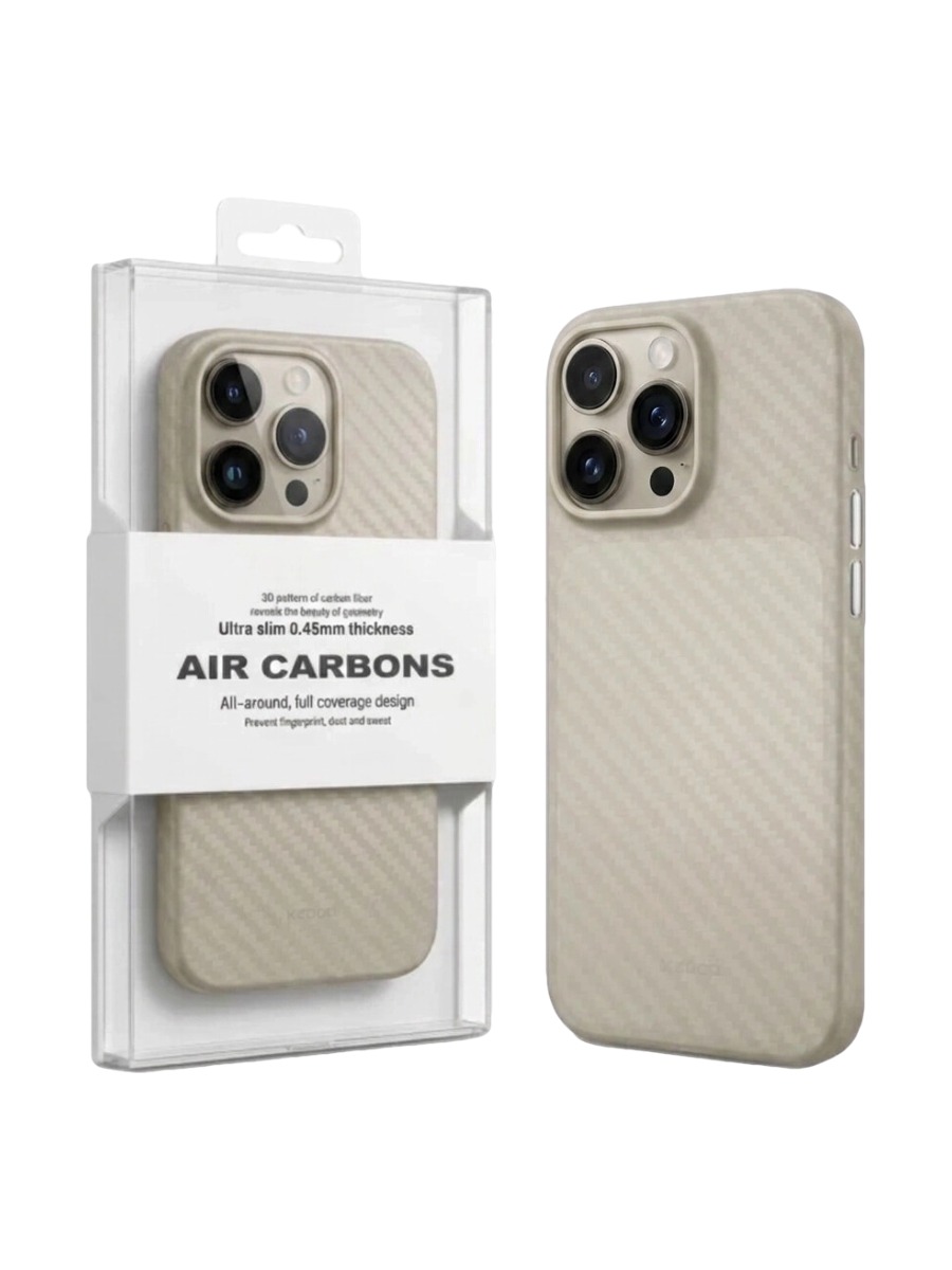 прозрачный Ультратонкий чехол для iPhone 16 Pro KZDOO Air Carbon прозрачный — изображение 1