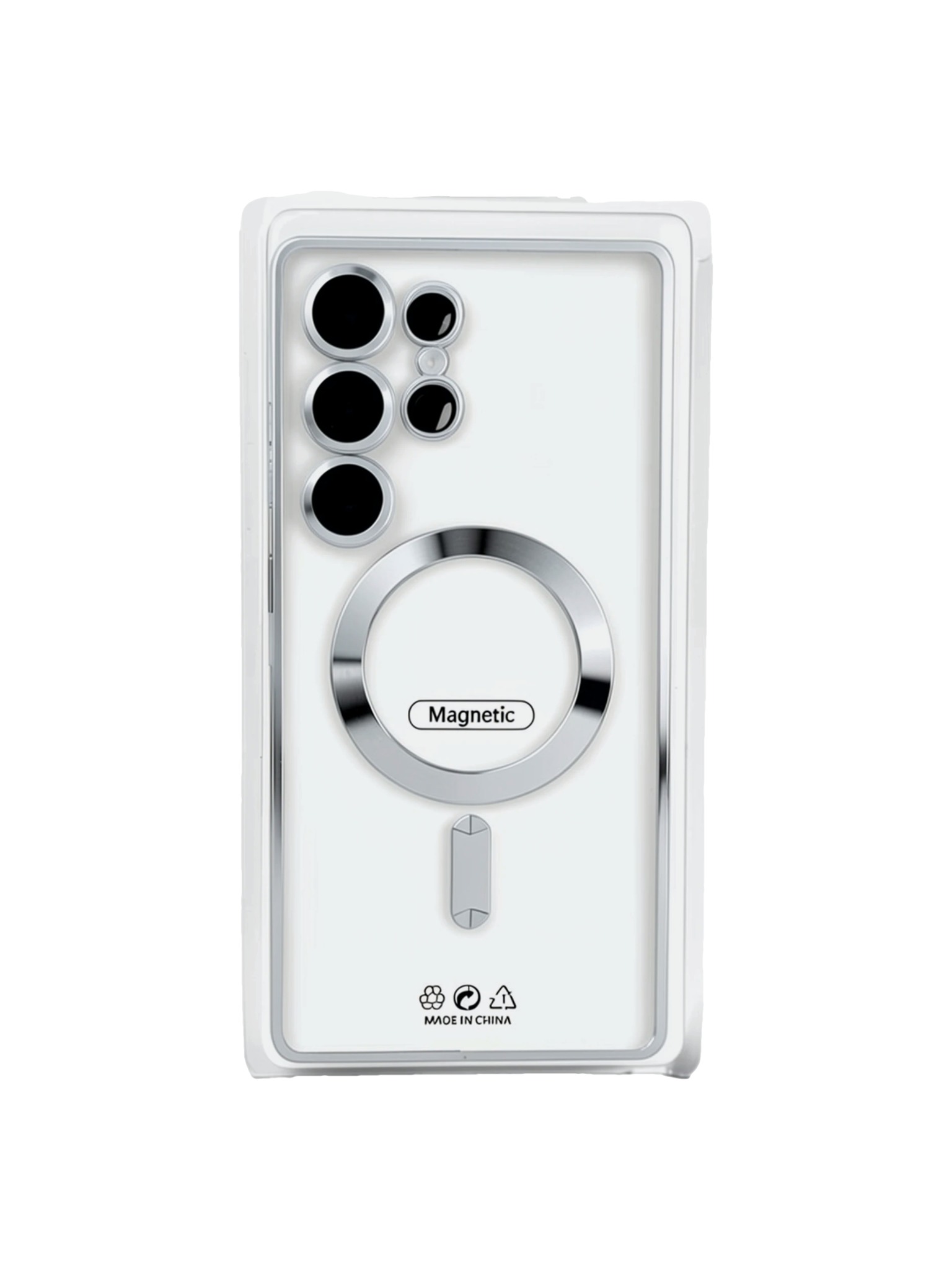 silver Силиконовый чехол с окантовкой Magnetic Case MagSafe Samsung Galaxy S23 Ultra Silver — изображение 1