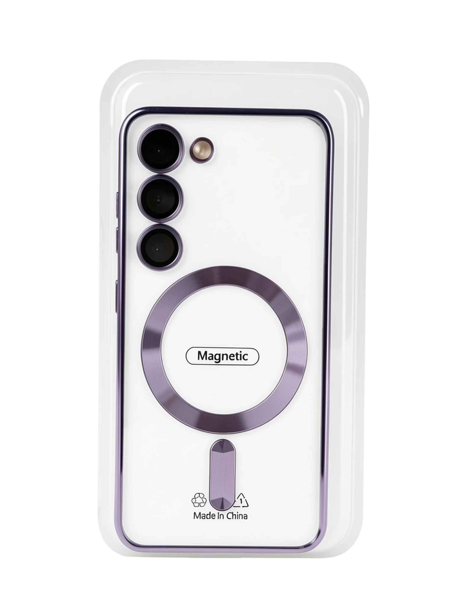 светло фиолетовый Силиконовый чехол с окантовкой Magnetic Case MagSafe Samsung Galaxy S23 Purple — изображение 1
