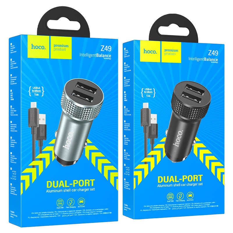 Автомобильный адаптер Hoco Premium Product Z49 2USB + кабель micro черный Автомобильный адаптер Hoco Premium Product Z49 2USB + кабель micro черный — изображение 1