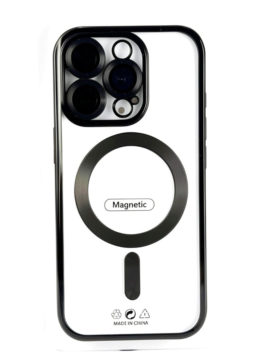 Black Силиконовый чехол с окантовкой Magnetic Case MagSafe (закрытая камера) iPhone 13 Pro Black — изображение 1