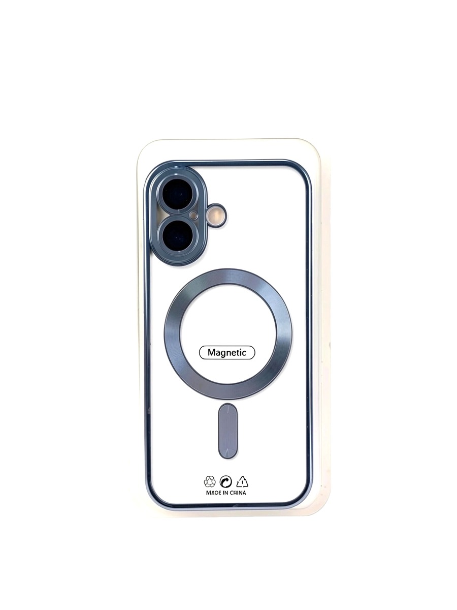 Blue Силиконовый чехол с окантовкой Magnetic Case MagSafe (закрытая камера) iPhone 16 Blue — изображение 1