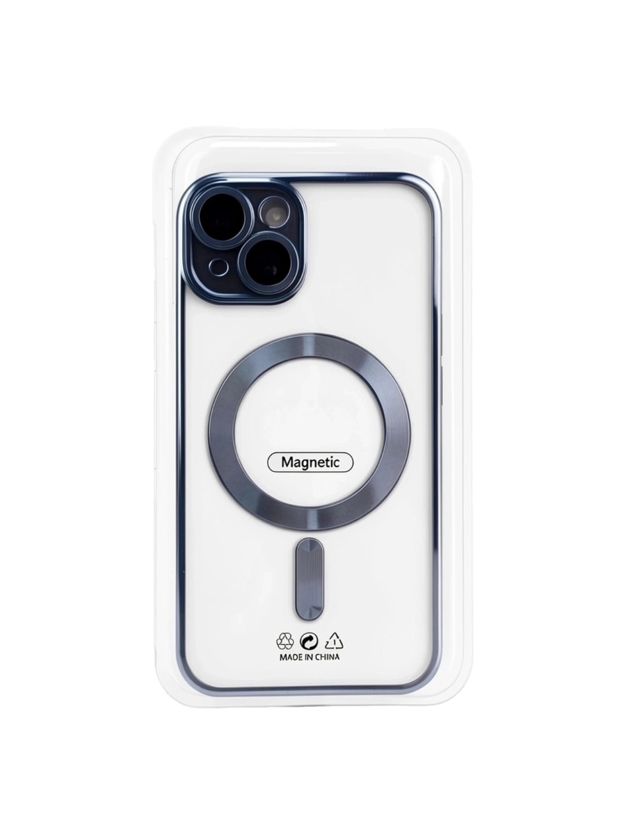 Blue Силиконовый чехол с окантовкой Magnetic Case MagSafe (закрытая камера) iPhone 13 Blue — изображение 1