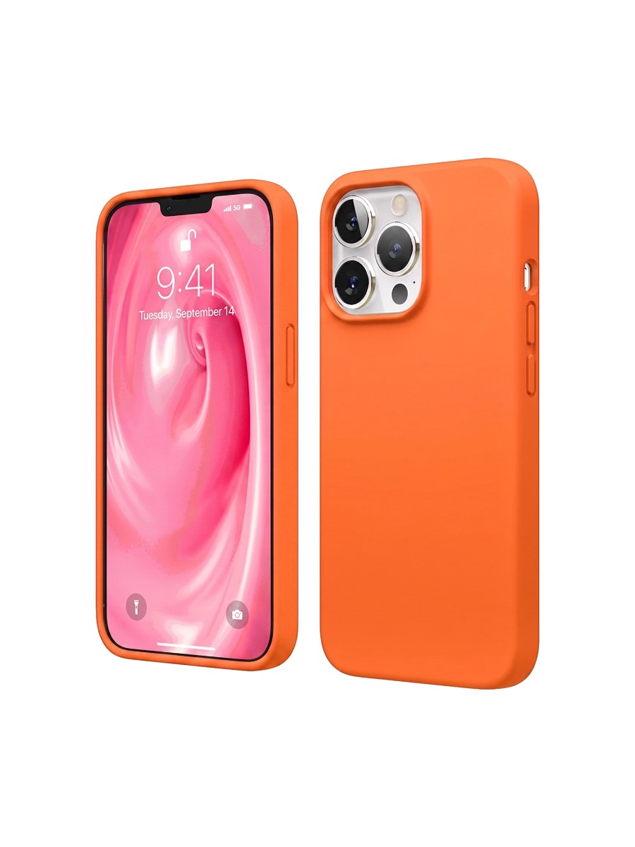 Чехол Silicone Case без логотипа iPhone 16 pro оранжевый (13) Чехол Silicone Case без логотипа iPhone 15 оранжевый (13) — изображение 1