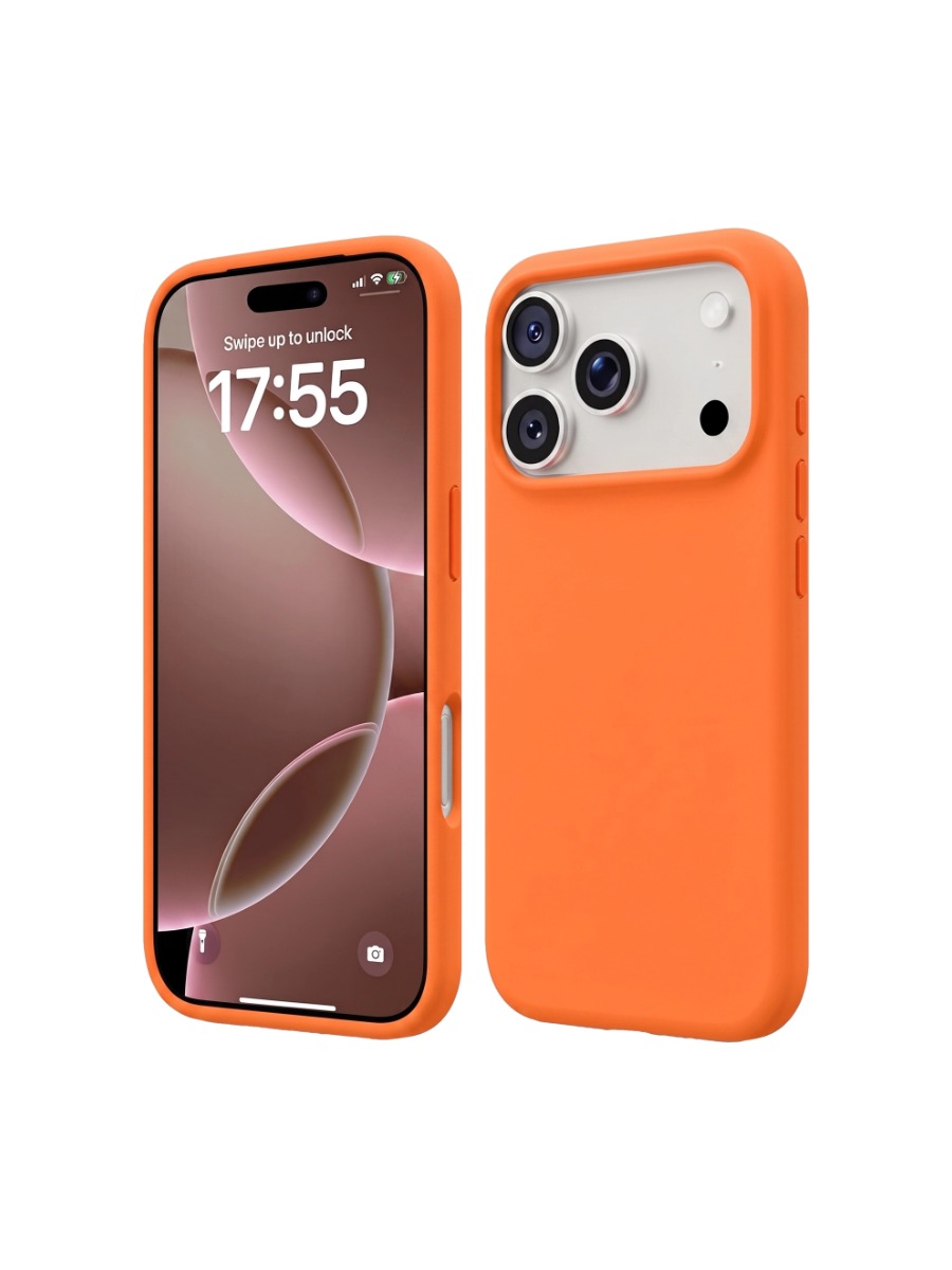 Чехол Silicone Case без логотипа iPhone 17 pro оранжевый (13) Чехол Silicone Case без логотипа iPhone 17 Pro Max оранжевый (13) — изображение 1