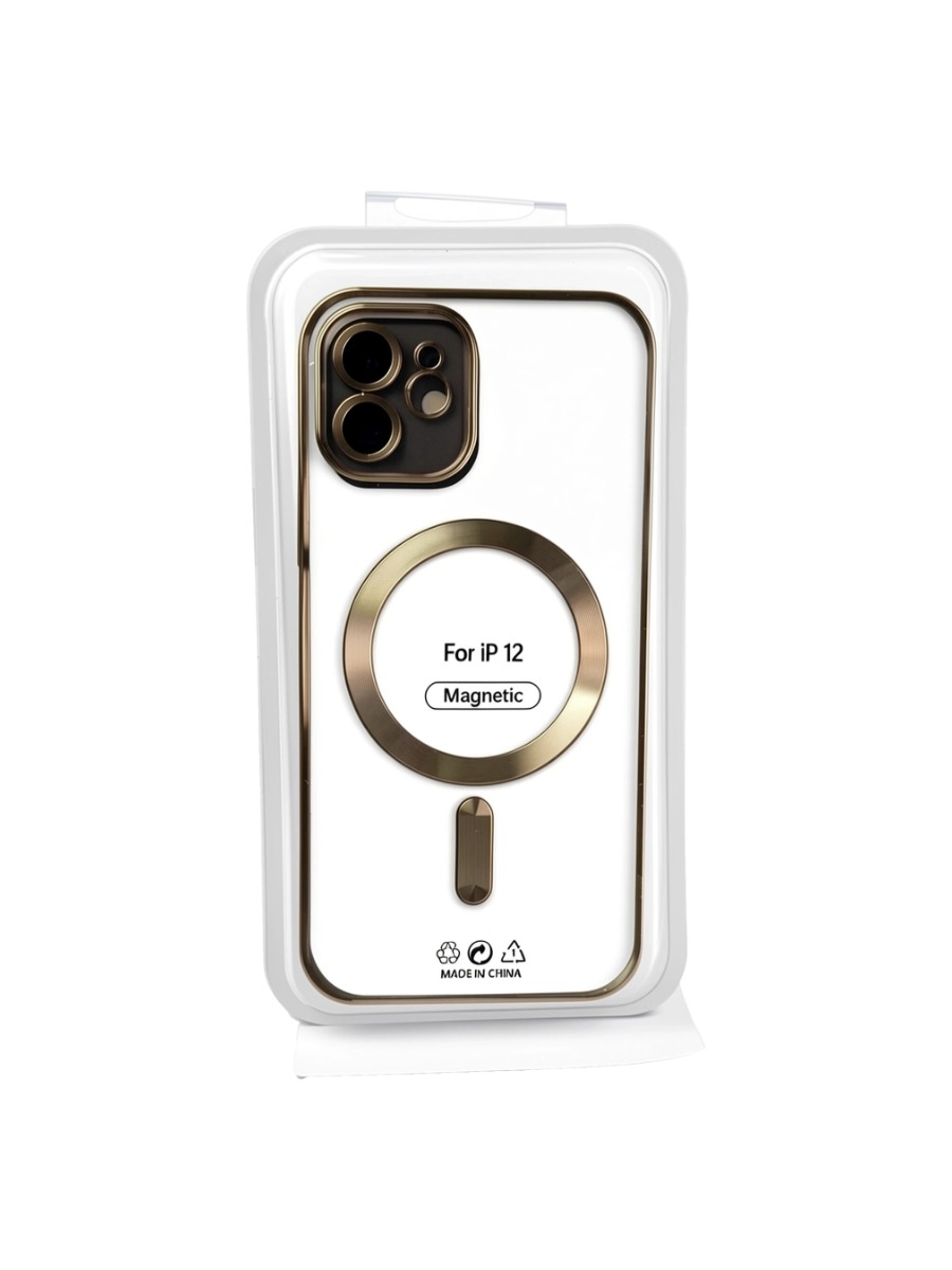 Dark Gold Силиконовый чехол с окантовкой Magnetic Case MagSafe (закрытая камера) iPhone 12 Gold — изображение 1