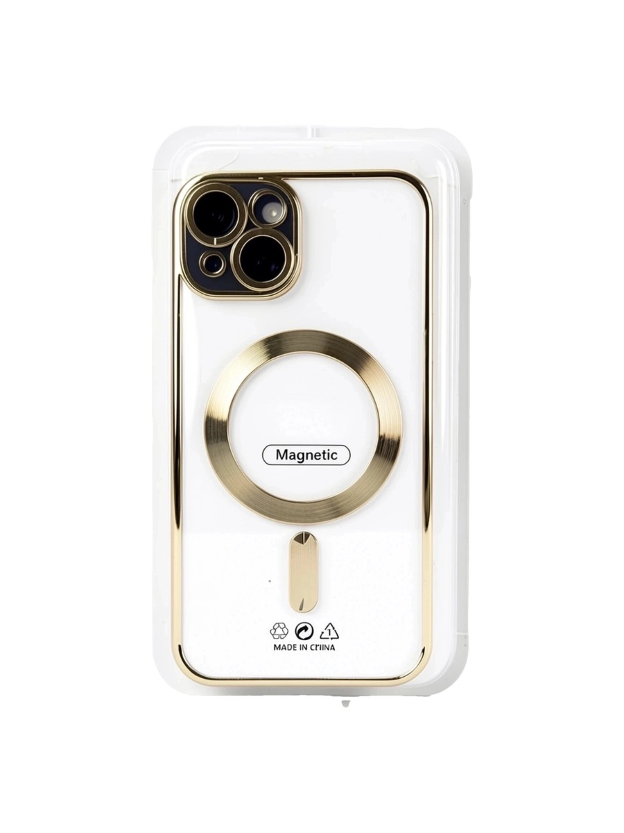 Gold Силиконовый чехол с окантовкой Magnetic Case MagSafe (закрытая камера) iPhone 13 Gold — изображение 1