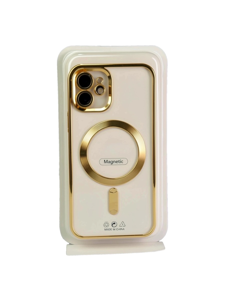 Gold ip 11 (1) Силиконовый чехол с окантовкой Magnetic Case MagSafe (закрытая камера) iPhone 11 Gold — изображение 1