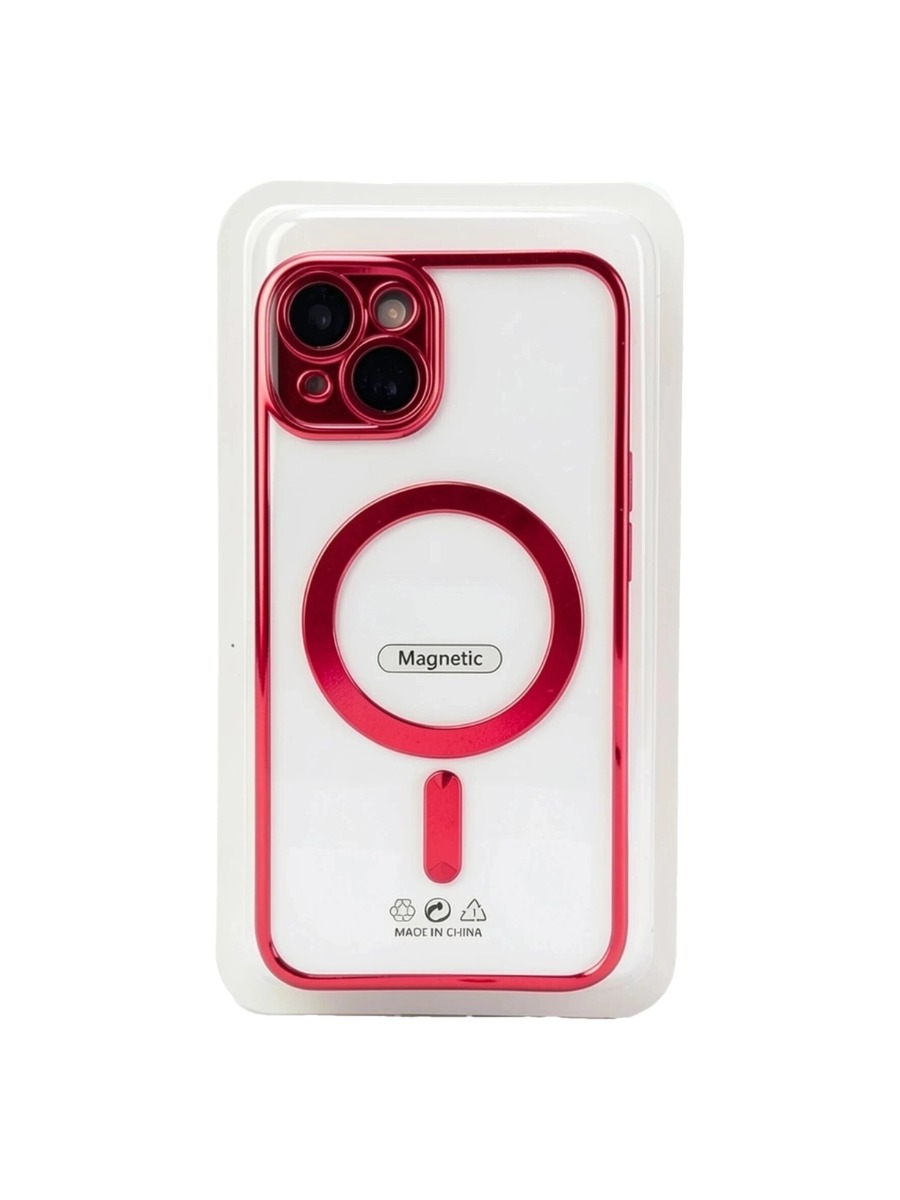 Red Силиконовый чехол с окантовкой Magnetic Case MagSafe (закрытая камера) iPhone 14 Red — изображение 1