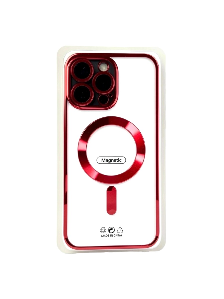Red Силиконовый чехол с окантовкой Magnetic Case MagSafe (закрытая камера) iPhone 13 Pro Max Red — изображение 1