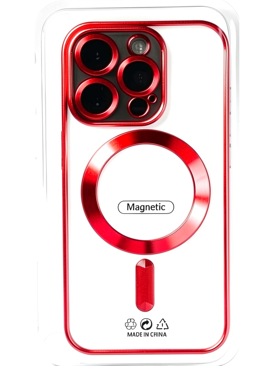 Red Силиконовый чехол с окантовкой Magnetic Case MagSafe (закрытая камера) iPhone 15 Pro Red — изображение 1