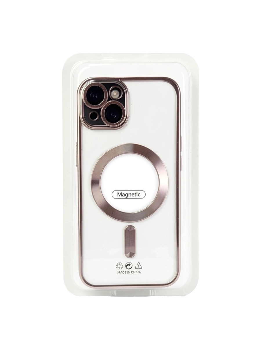 Rose Gold Силиконовый чехол с окантовкой Magnetic Case MagSafe (закрытая камера) iPhone 14 Rose Gold — изображение 1