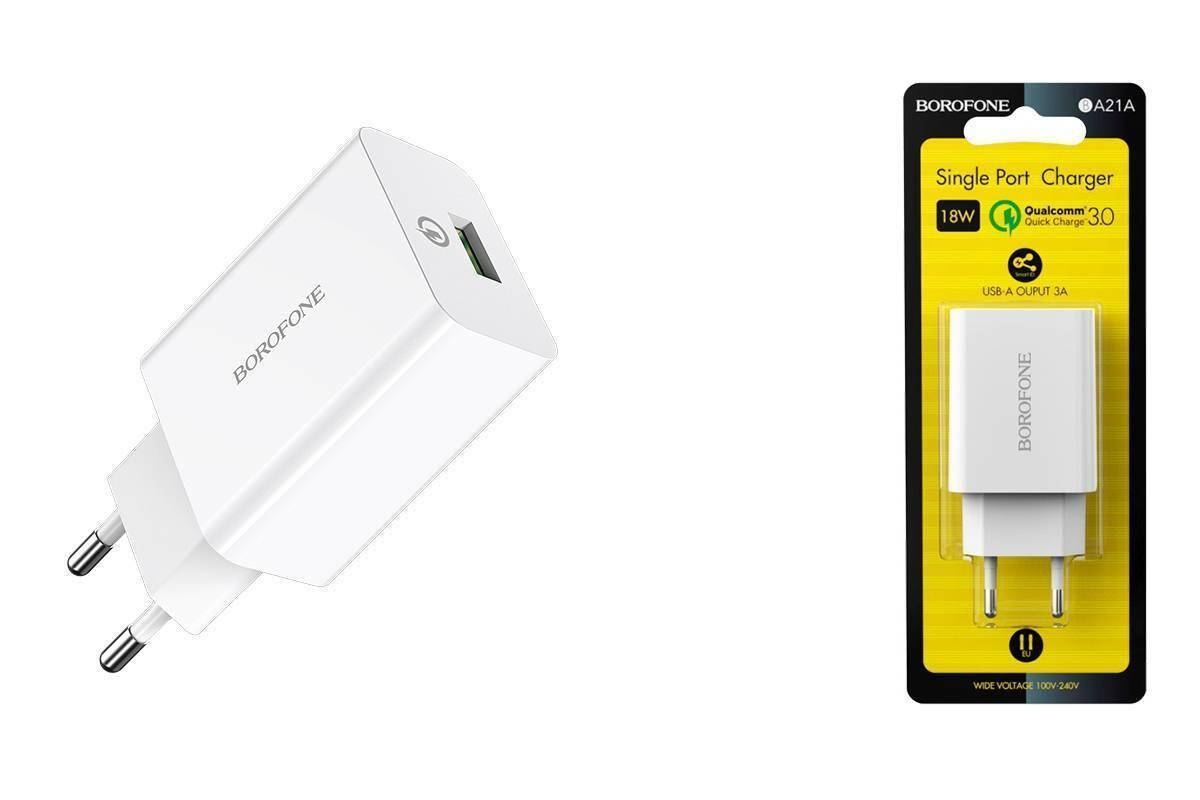 Сетевое зарядное устройство Borofone BA21A 18W Белый Сетевое зарядное устройство Borofone BA21A 18W Белый — изображение 1