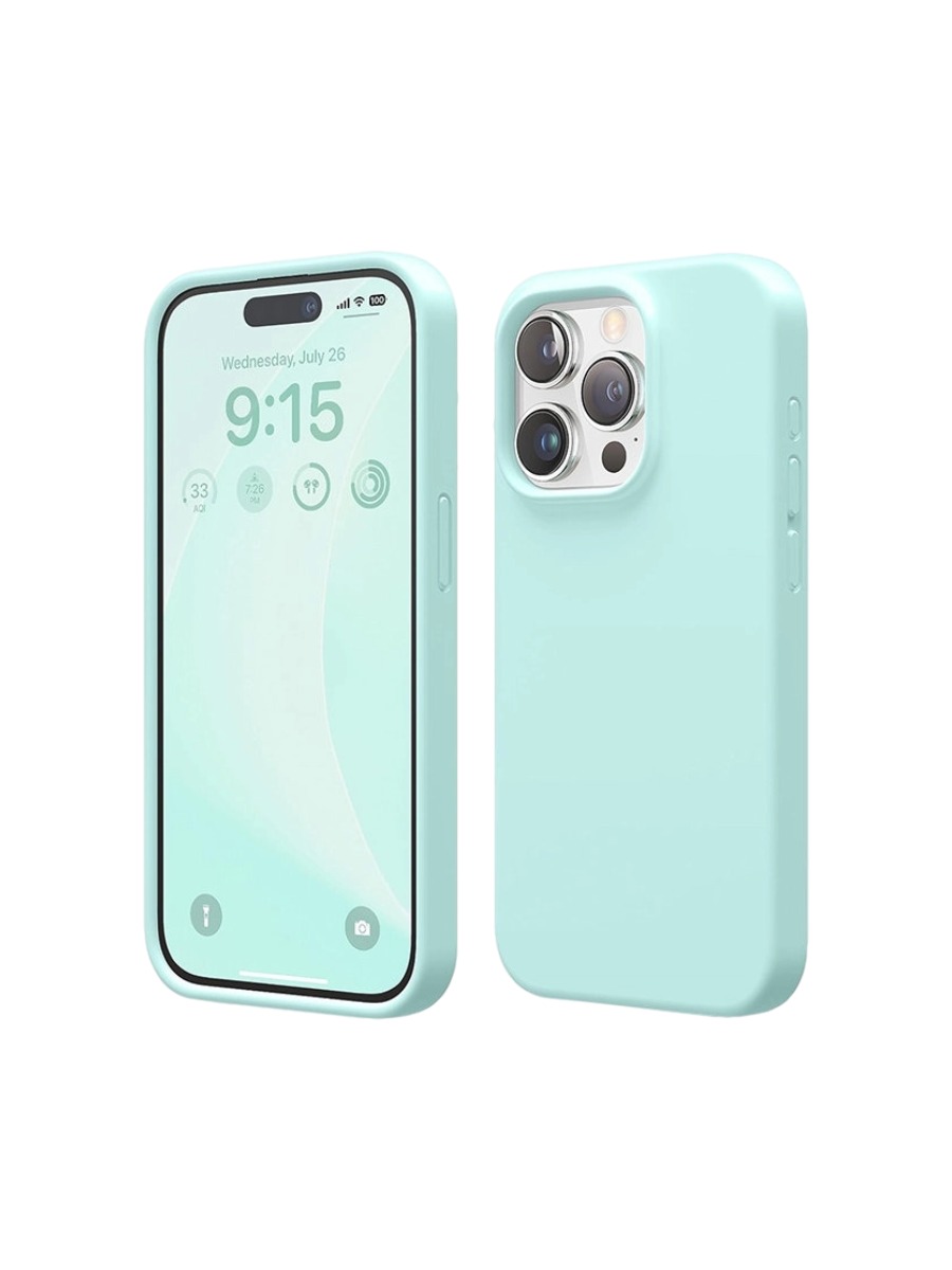 Silicone-Case-iPhone-biryuzovyj-21 Чехол Silicone Case без логотипа iPhone 15 Pro мятный (50) — изображение 1