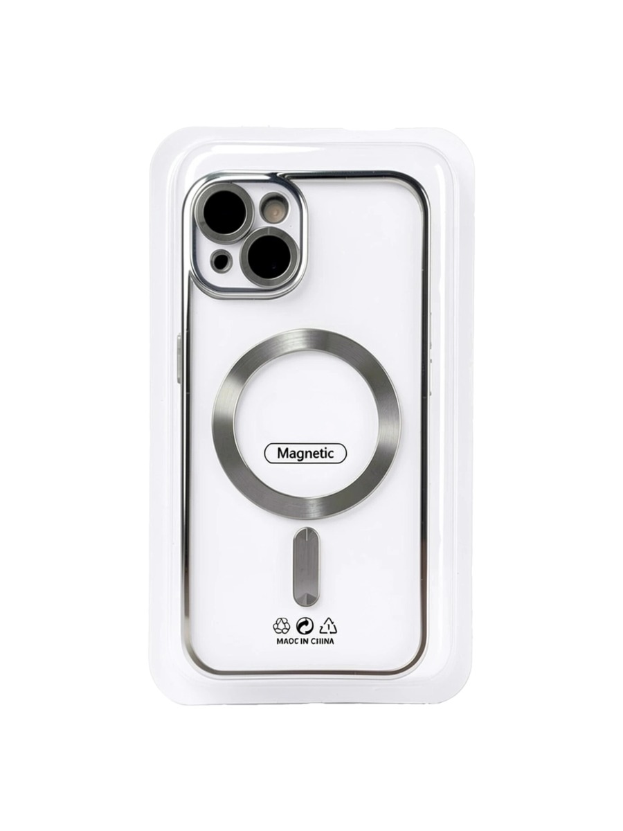 Silver Силиконовый чехол с окантовкой Magnetic Case MagSafe (закрытая камера) iPhone 13 Silver — изображение 1