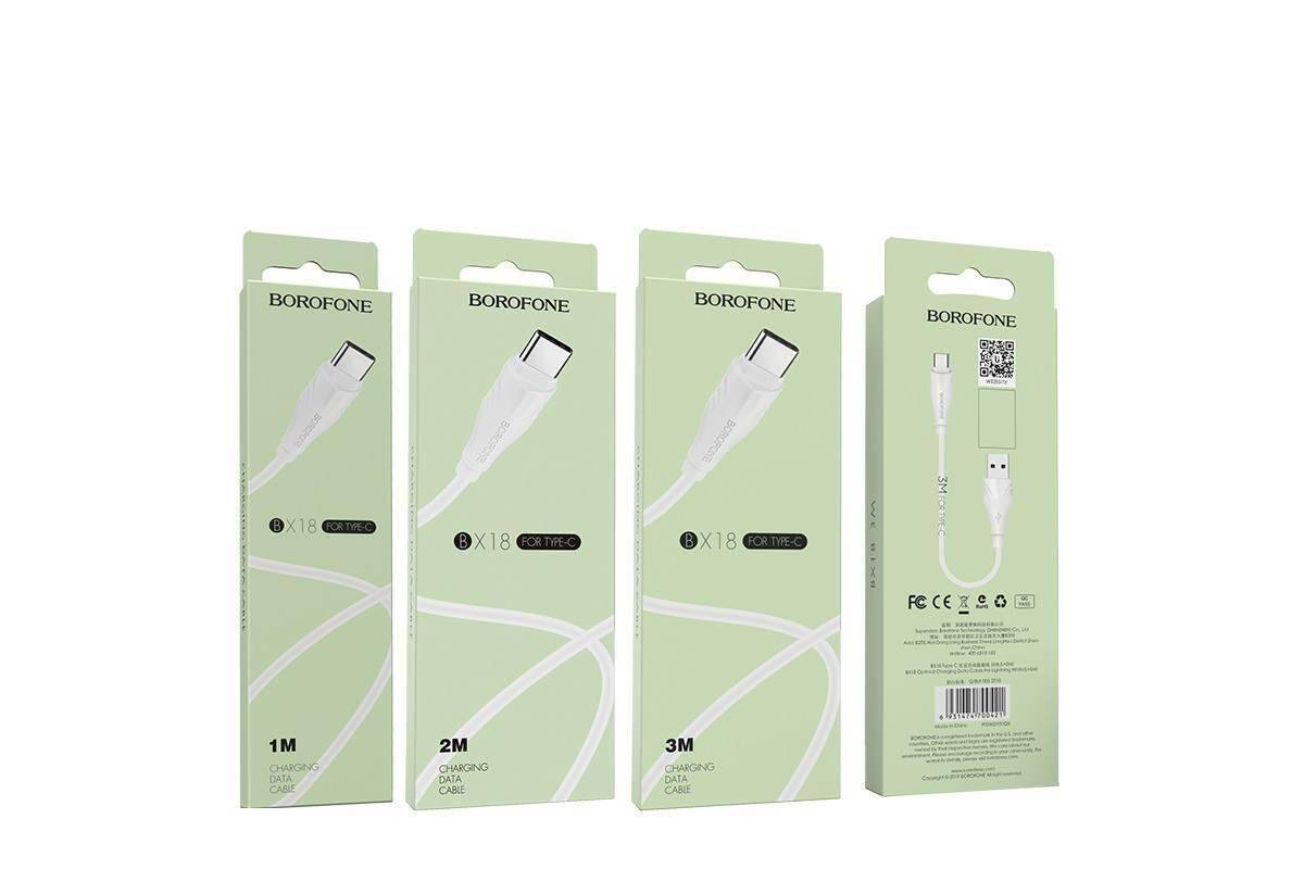 USB-кабель Borofone BX18 Type-C 1м Белый USB-кабель Borofone BX18 Type-C 1м Белый — изображение 1