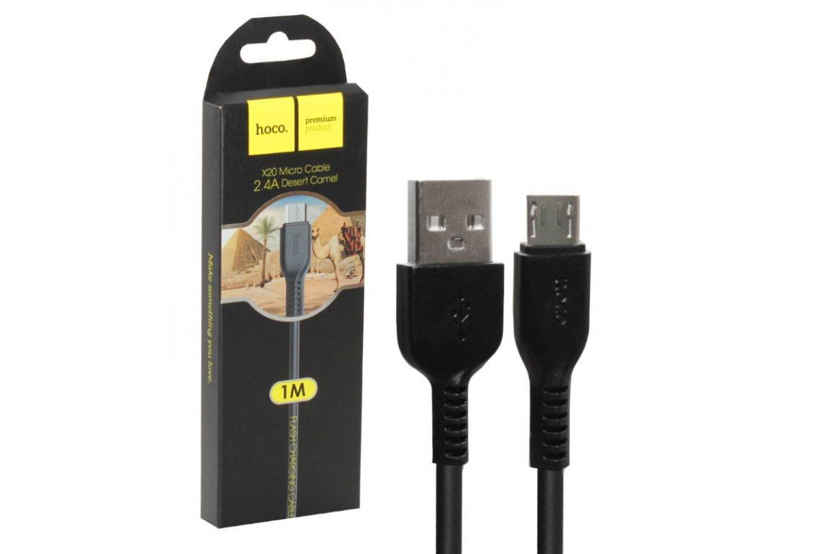 USB кабель Micro Hoco Premium Product X20 (1м) Черный USB кабель Micro Hoco Premium Product X20 (1м) Черный — изображение 1