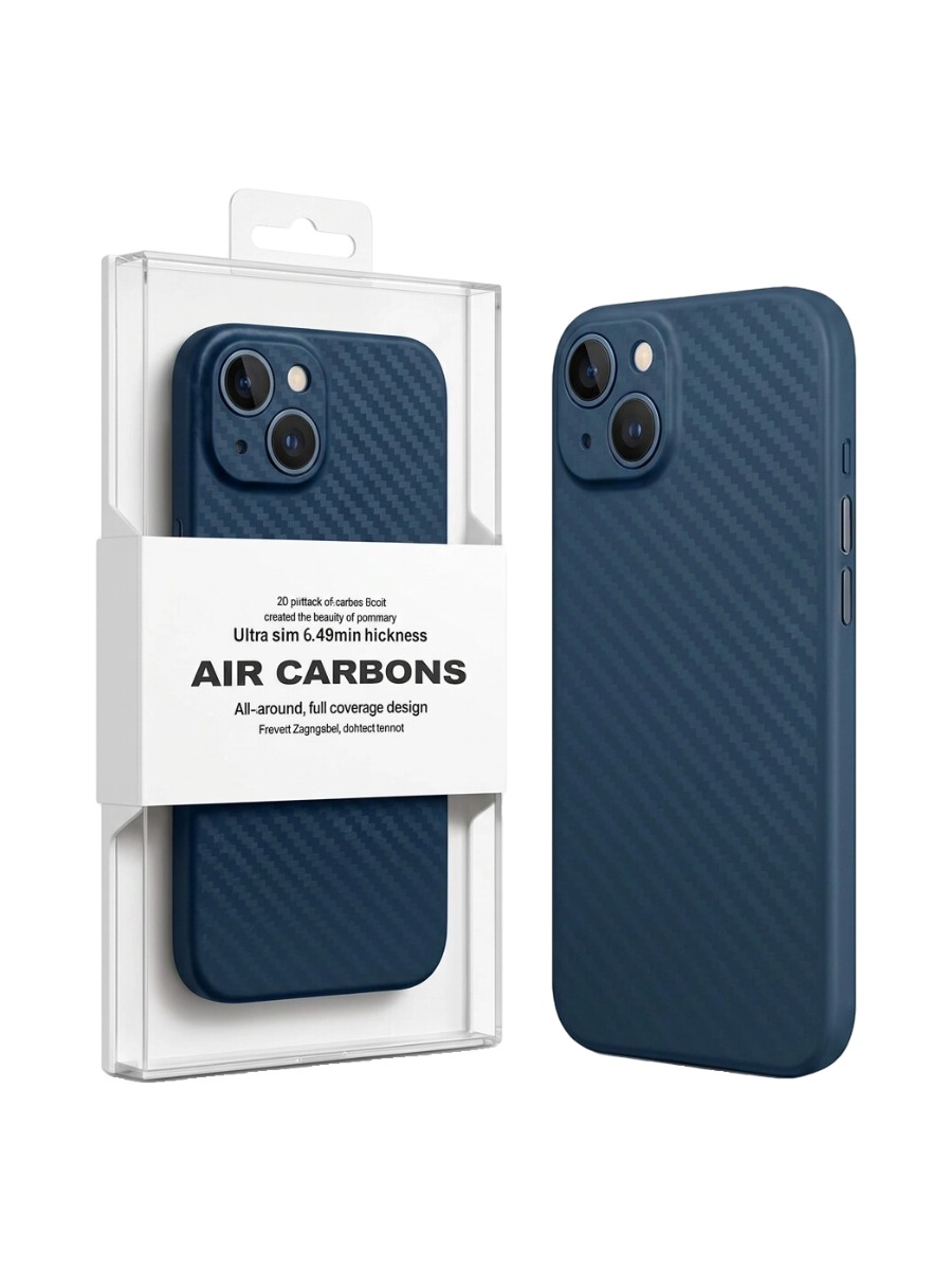 Ультратонкий чехол для iPhone 15 KZDOO Air Carbon синий Ультратонкий чехол для iPhone 15 KZDOO Air Carbon синий — изображение 1