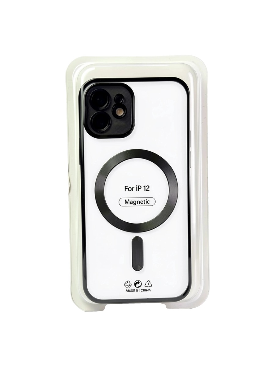 black Силиконовый чехол с окантовкой Magnetic Case MagSafe (закрытая камера) iPhone 12 Black — изображение 1