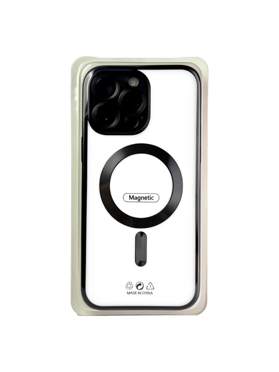 black Силиконовый чехол с окантовкой Magnetic Case MagSafe (закрытая камера) iPhone 13 Pro Max Black — изображение 1