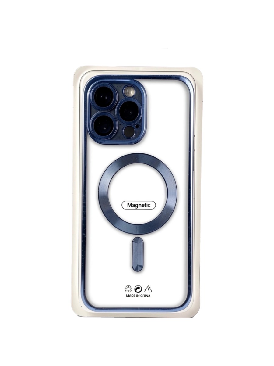 blue Силиконовый чехол с окантовкой Magnetic Case MagSafe (закрытая камера) iPhone 13 Pro Max Blue — изображение 1
