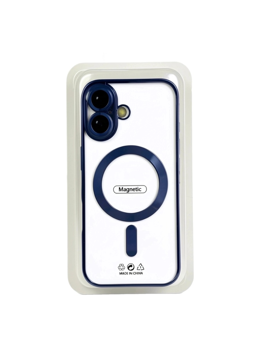 dark blue Силиконовый чехол с окантовкой Magnetic Case MagSafe (закрытая камера) iPhone 17 Dark Blue — изображение 1