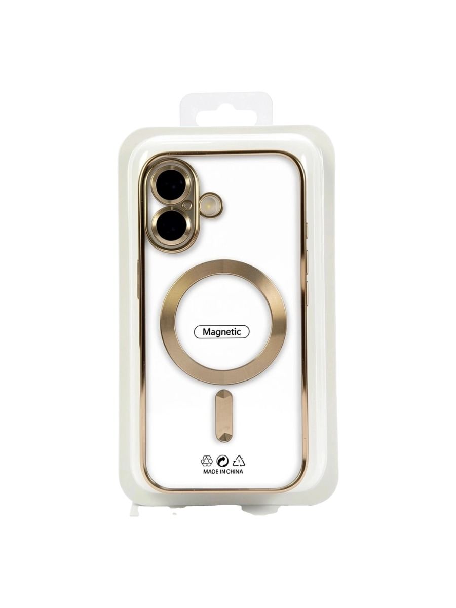 gold Силиконовый чехол с окантовкой Magnetic Case MagSafe (закрытая камера) iPhone 16 Gold — изображение 1