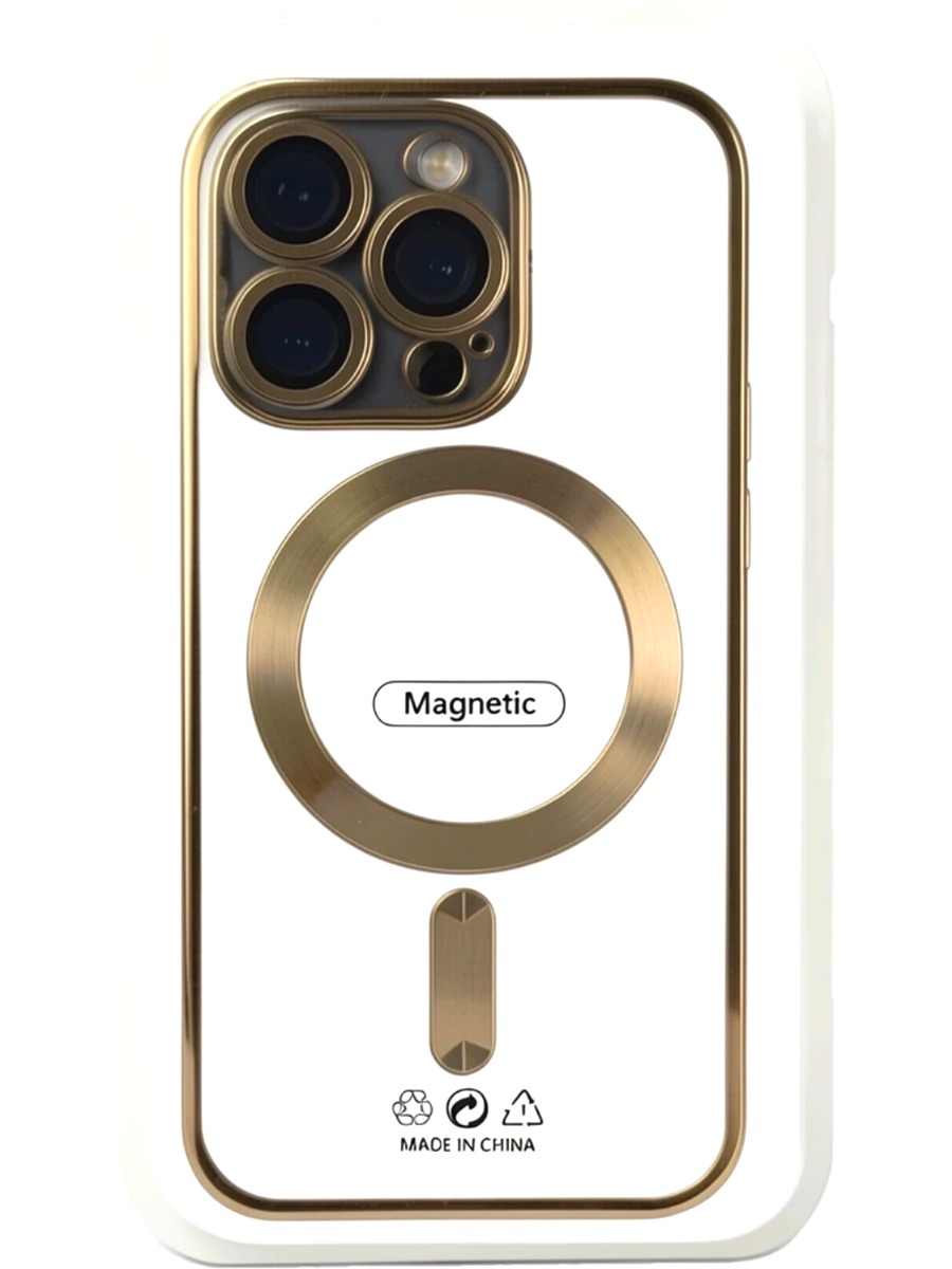 gold Силиконовый чехол с окантовкой Magnetic Case MagSafe (закрытая камера) iPhone 13 Pro Gold — изображение 1