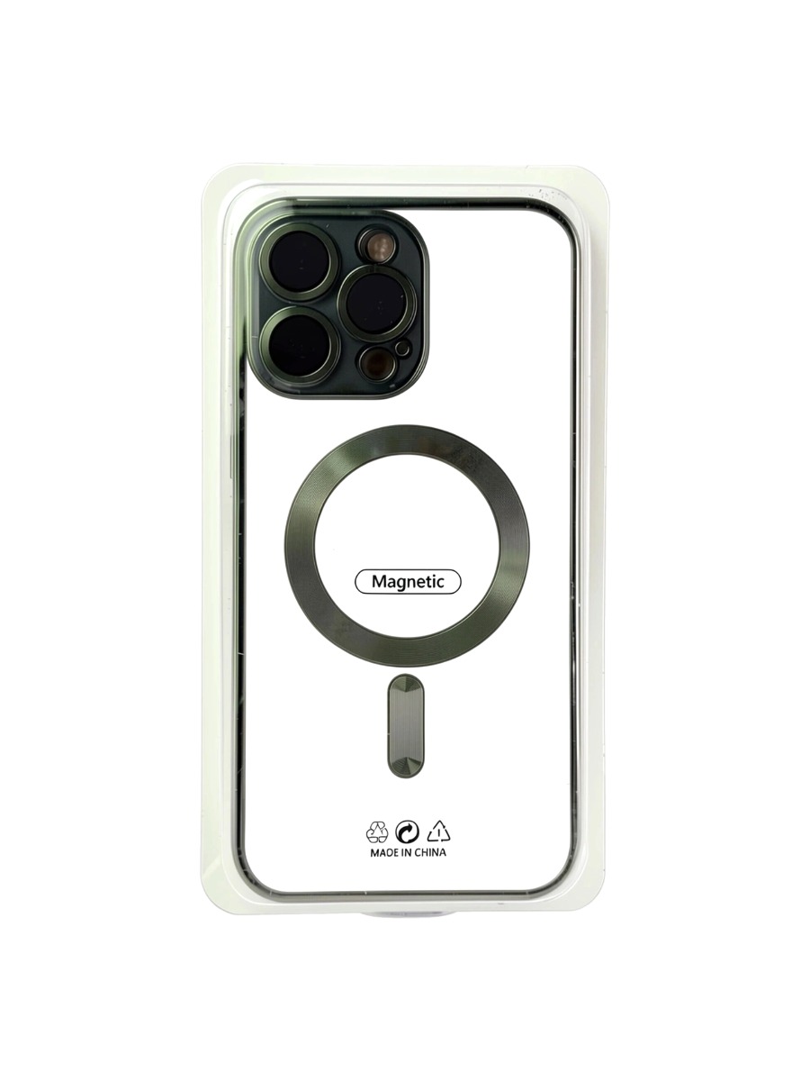 olive Силиконовый чехол с окантовкой Magnetic Case MagSafe (закрытая камера) iPhone 14 Pro Max Olive — изображение 1
