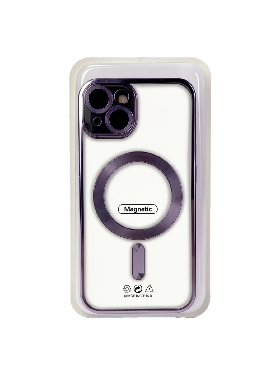 purple Силиконовый чехол с окантовкой Magnetic Case MagSafe (закрытая камера) iPhone 14 Purple — изображение 1