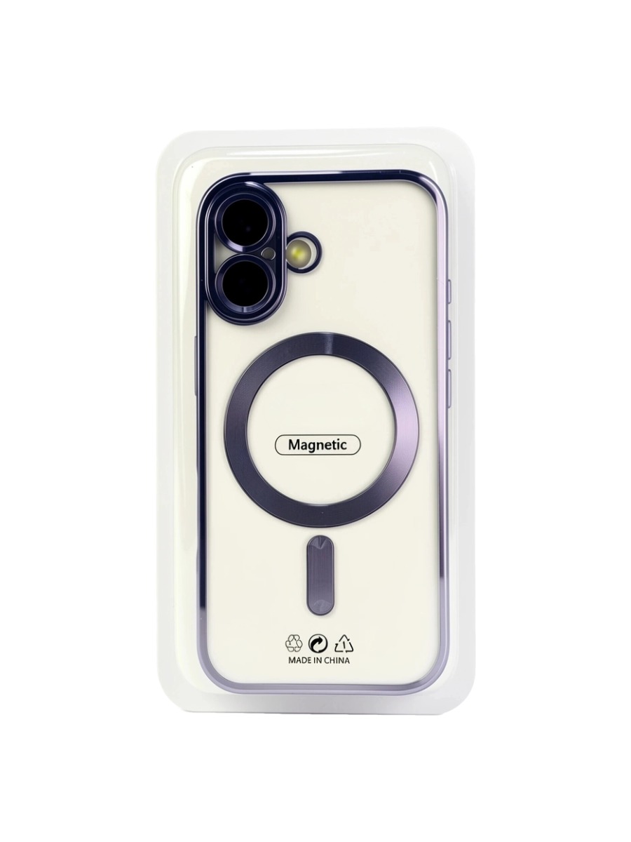 purple Силиконовый чехол с окантовкой Magnetic Case MagSafe (закрытая камера) iPhone 16 Purple — изображение 1