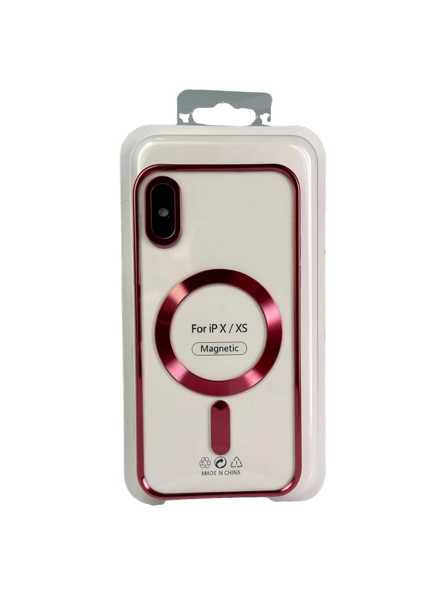 red Силиконовый чехол с окантовкой Magnetic Case MagSafe (закрытая камера) iPhone X/XS Red — изображение 1