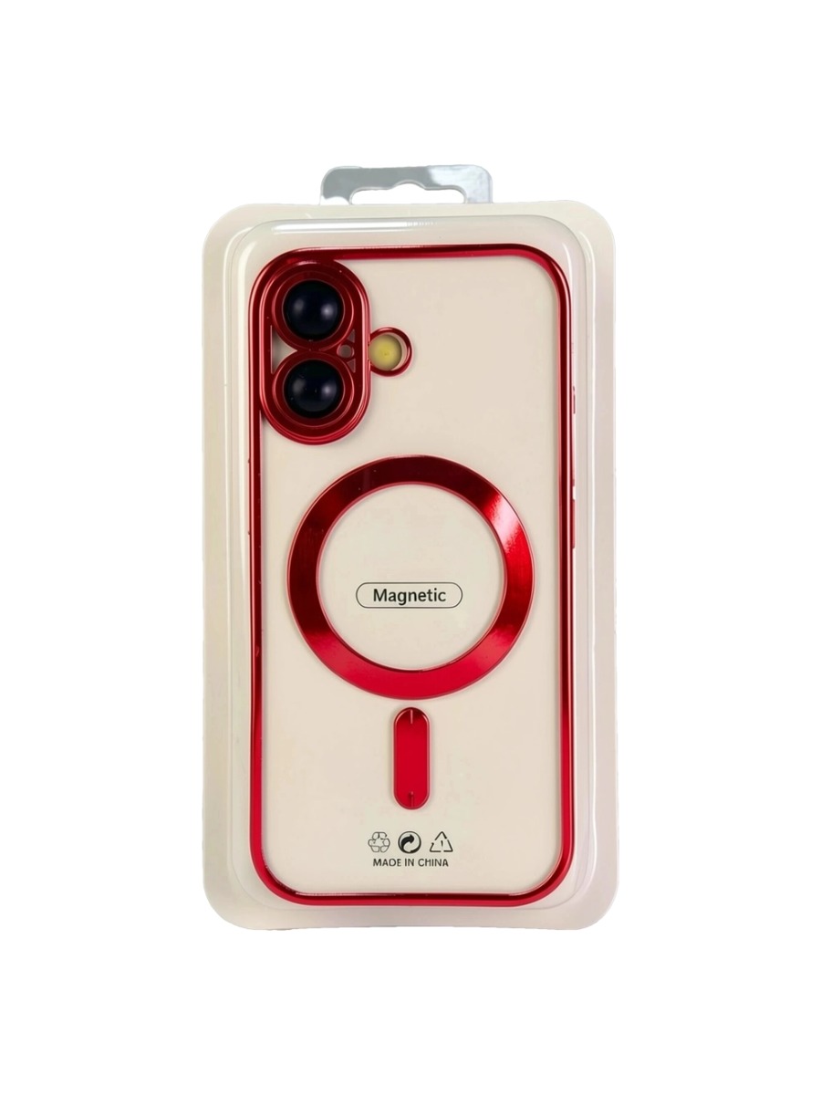 red Силиконовый чехол с окантовкой Magnetic Case MagSafe (закрытая камера) iPhone 16 Red — изображение 1