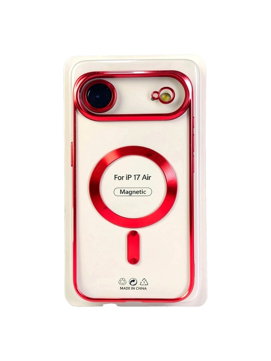 red Силиконовый чехол с окантовкой Magnetic Case MagSafe (закрытая камера) iPhone 17 Air Dark Red — изображение 1