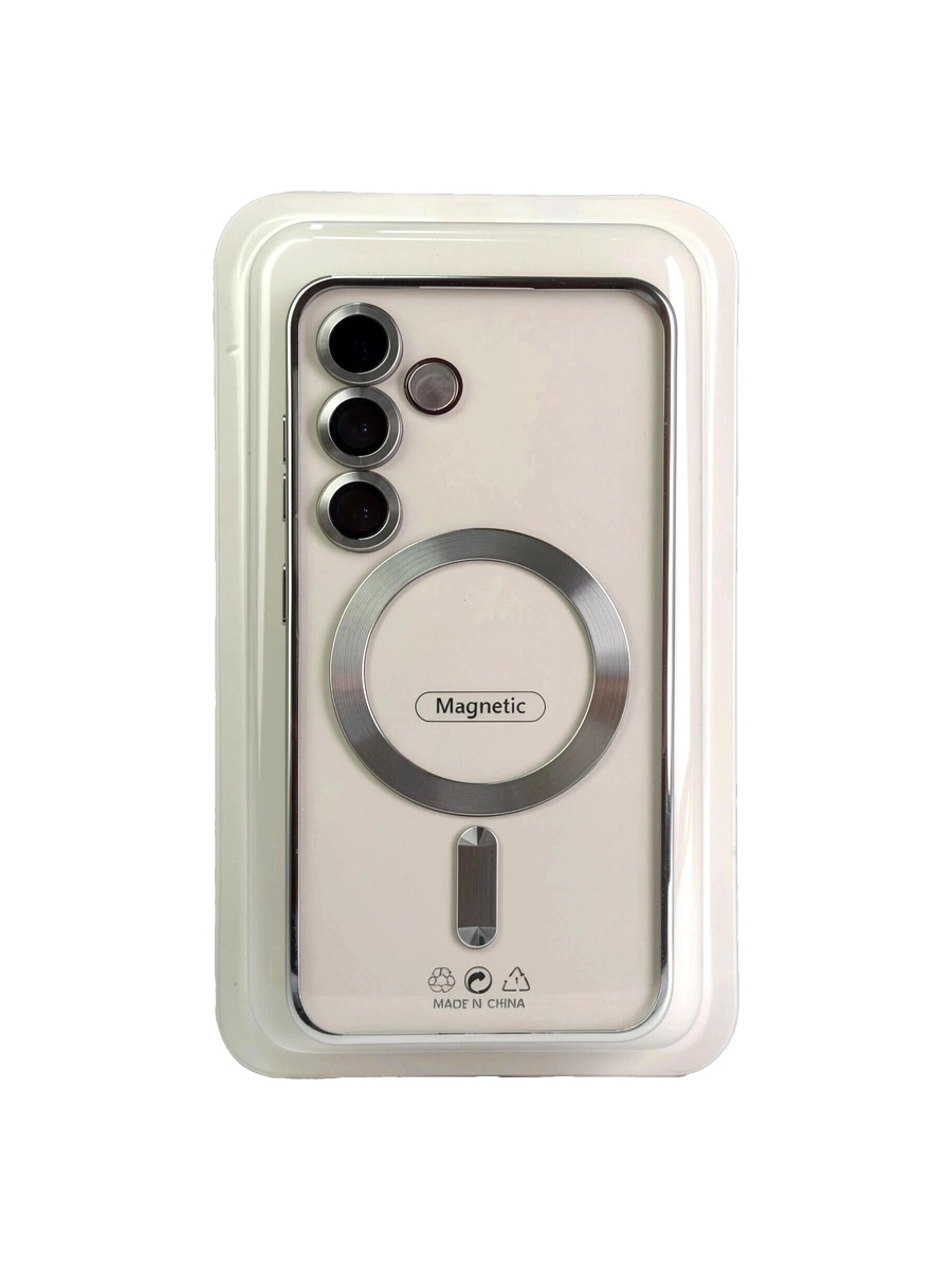 серебро 2 Силиконовый чехол с окантовкой Magnetic Case MagSafe Samsung Galaxy S23 Dark Silver — изображение 1