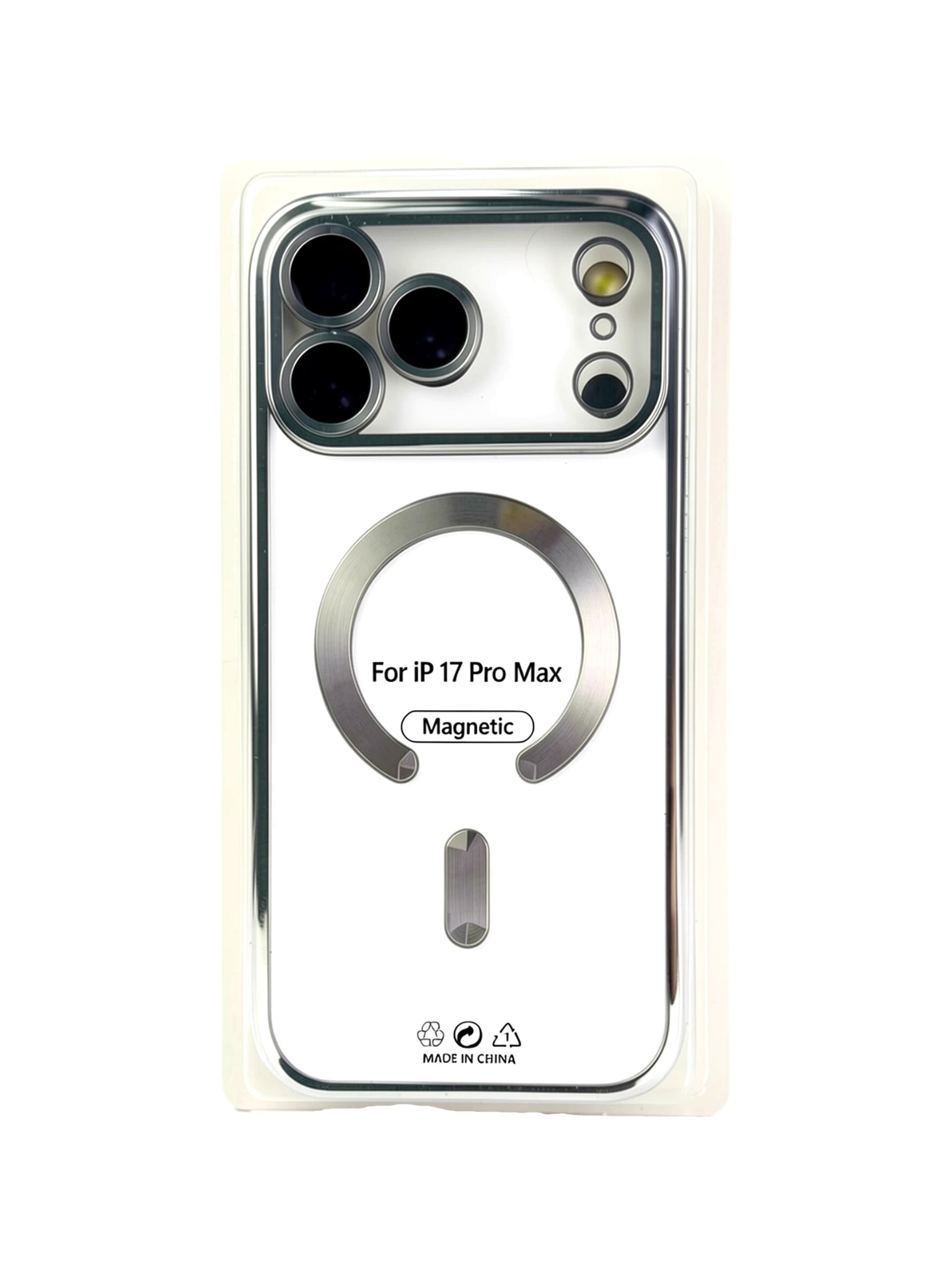 silver Силиконовый чехол с окантовкой Magnetic Case MagSafe (закрытая камера) iPhone 17 Pro Max Silver — изображение 1
