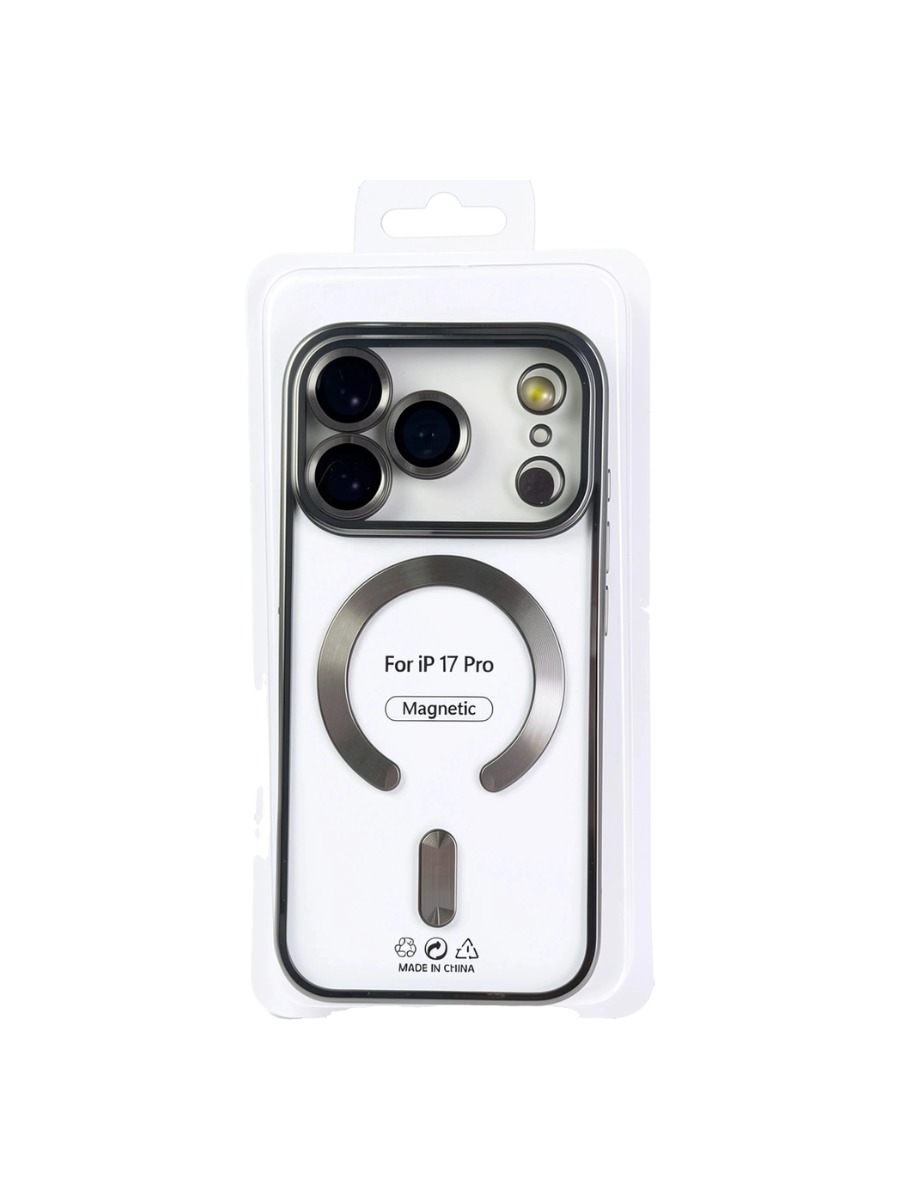 silver Силиконовый чехол с окантовкой Magnetic Case MagSafe (закрытая камера) iPhone 17 Pro Silver — изображение 1