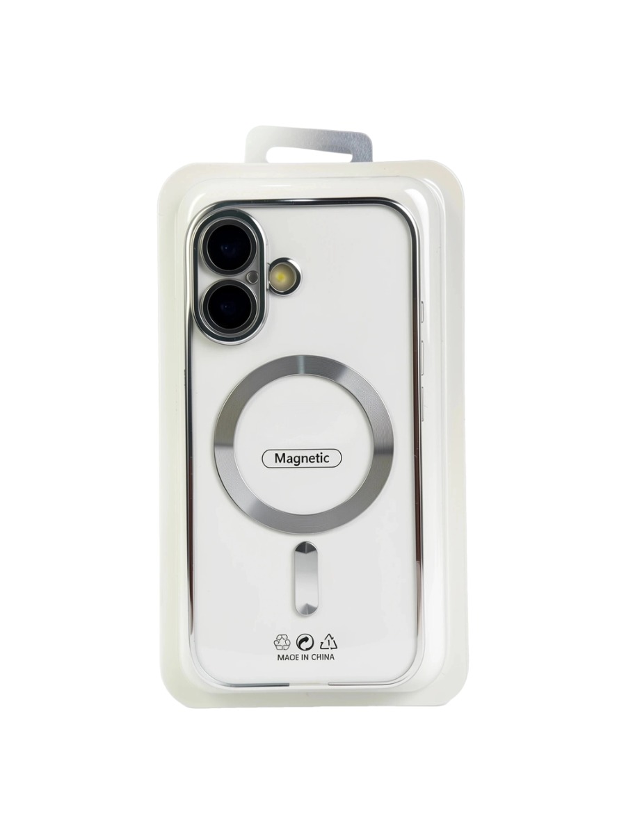 silver Силиконовый чехол с окантовкой Magnetic Case MagSafe (закрытая камера) iPhone 17 Silver — изображение 1