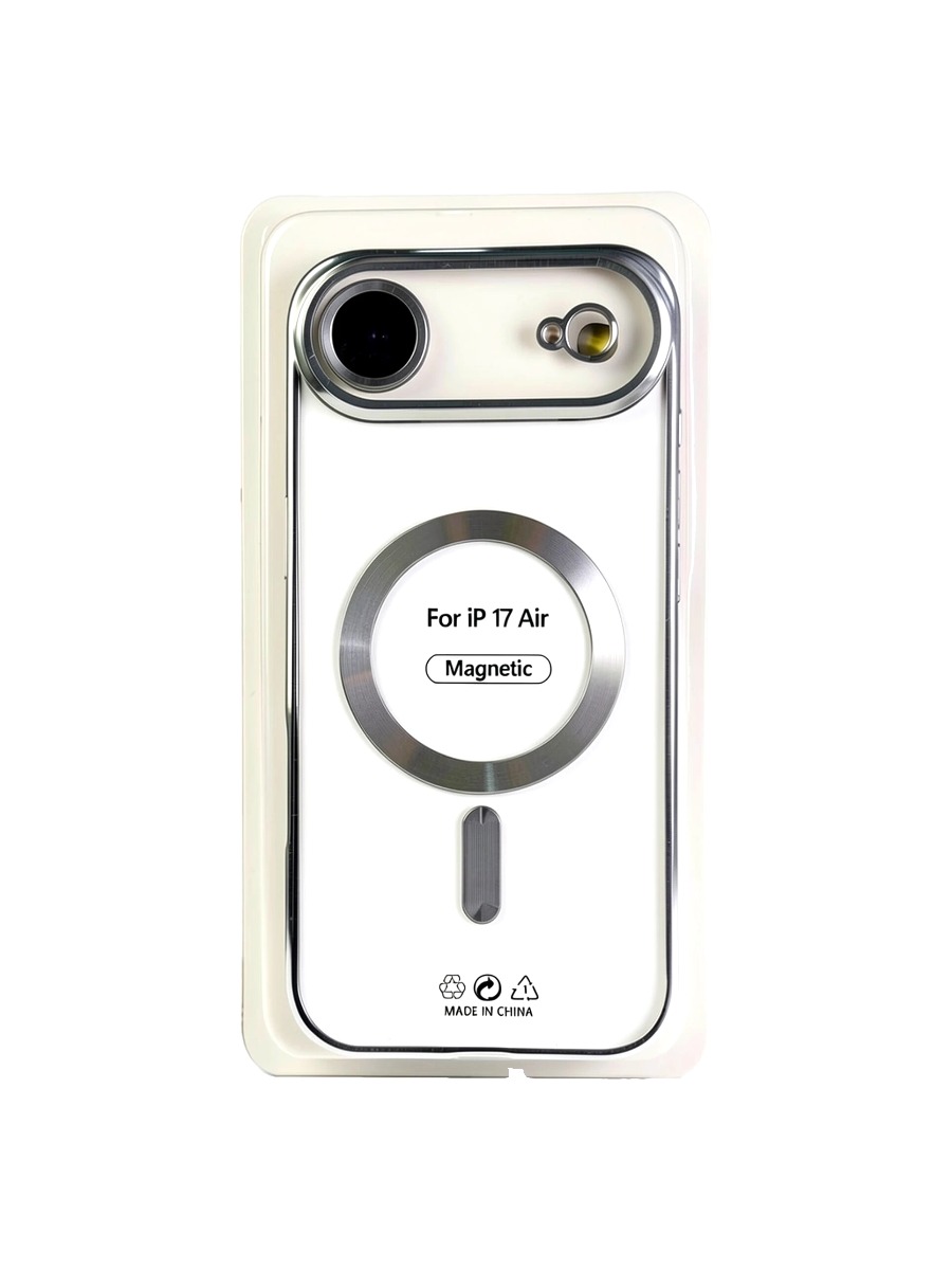 silver Силиконовый чехол с окантовкой Magnetic Case MagSafe (закрытая камера) iPhone 17 Air Silver — изображение 1
