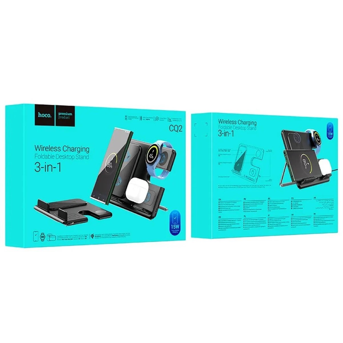 Беспроводное зарядное устройство Hoco Premium Product CQ2 3-in-1 черный Беспроводное зарядное устройство Hoco Premium Product CQ2 3-in-1 черный — изображение 1
