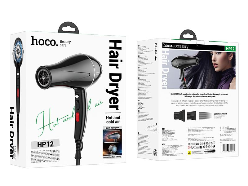 Фен для волос Hoco Premium Product HP12 черный Фен для волос Hoco Premium Product HP12 черный — изображение 1