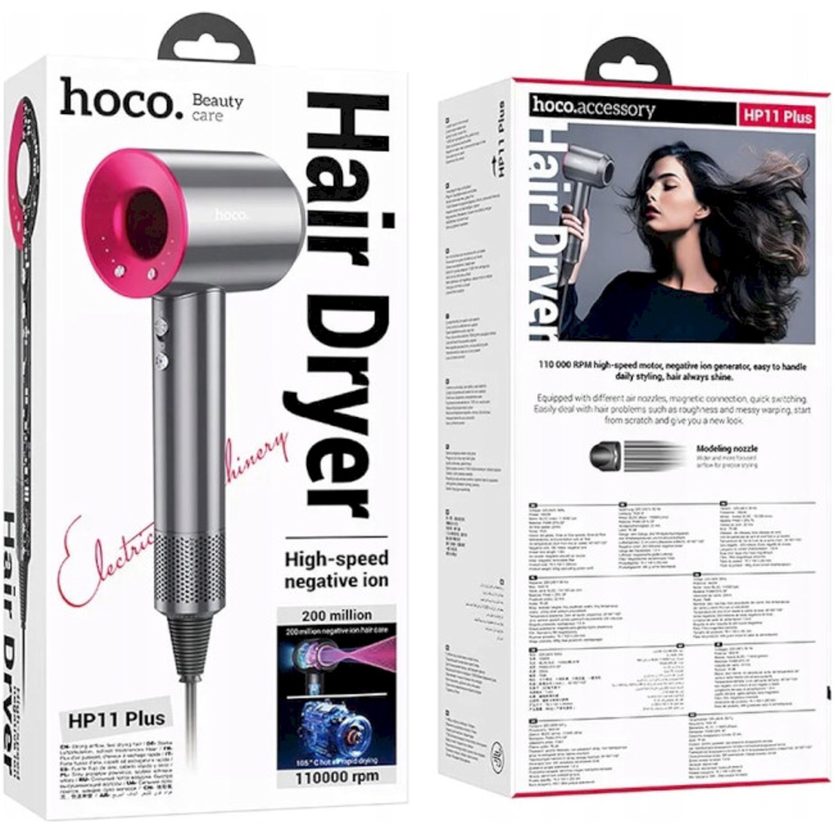 HOCO HP11 Plus Фен для волос Hoco Premium Product HP11 Hair Dryer розовый — изображение 1