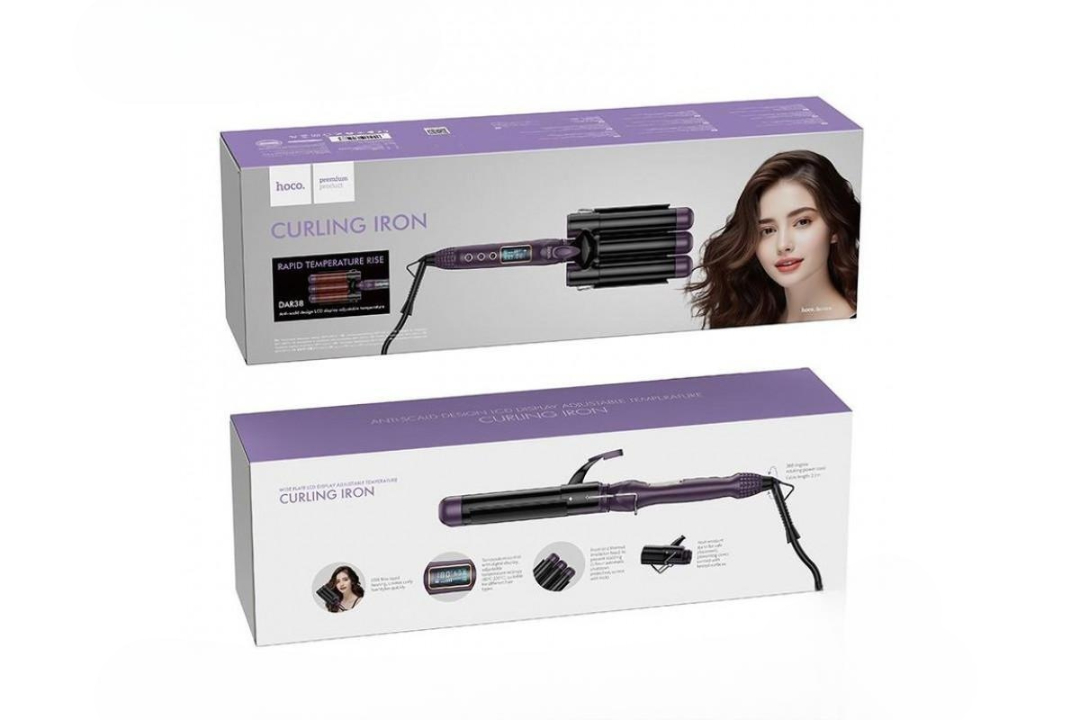 Тройная плойка-щипцы Hoco Premium Product DAR38 черная (1) Тройная плойка-щипцы Hoco Premium Product DAR38 черная — изображение 1